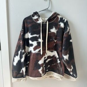 Cow Print Fleece Hoodie